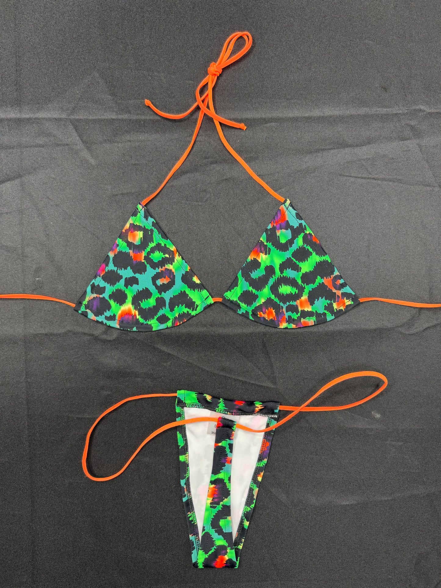 Animal Print Spandex Micro Bikini Lingerie Outfit