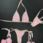 Baby Pink/Metallic Pink Pink Fur Two-Piece Bikini Lingerie Outfit