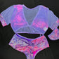 Lavender/Pink Metallic Spandex/Mesh Two-Piece Lingerie Outfit