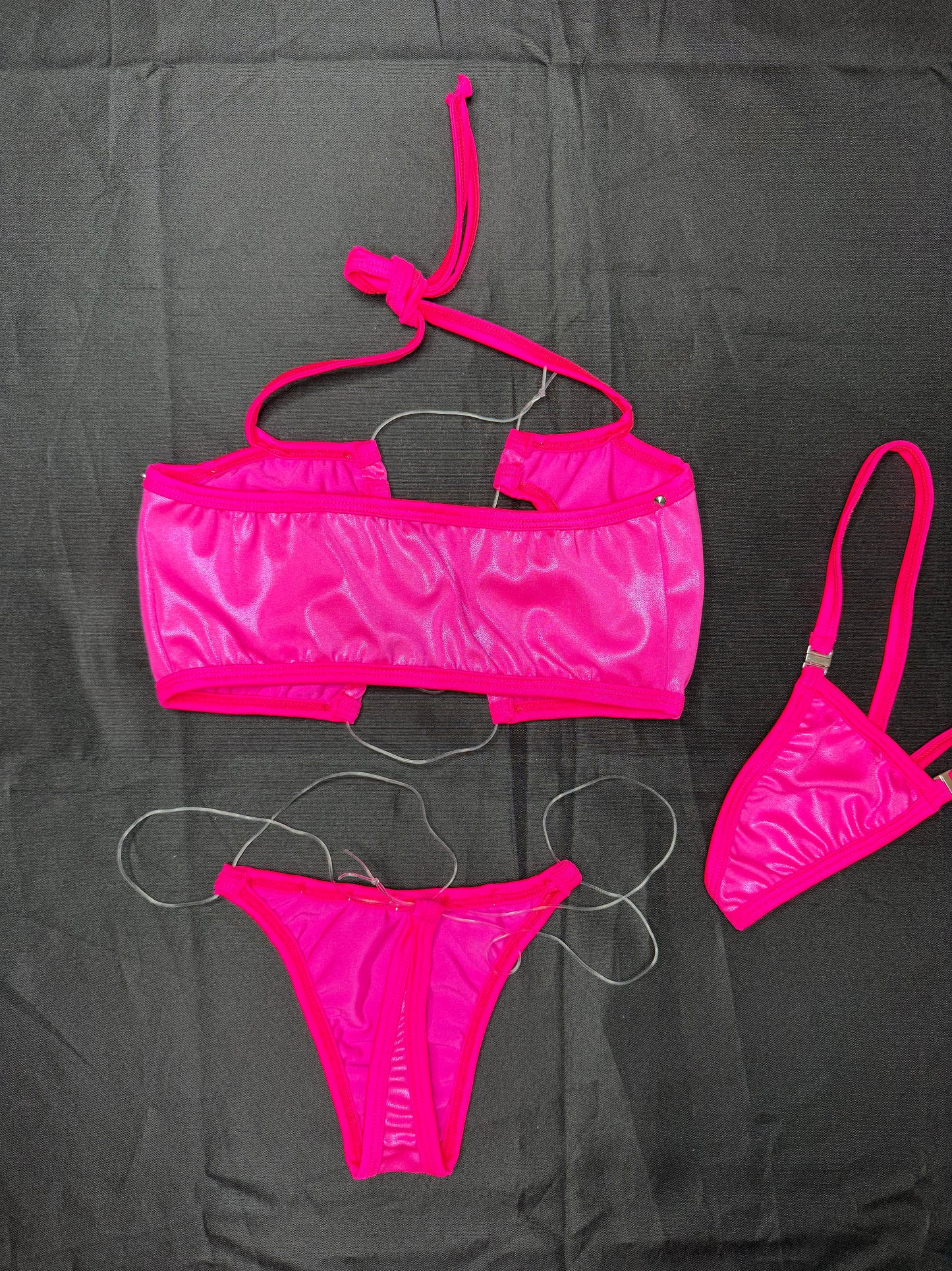 Matrix Hot Pink/Pink Spandex Sports Bra/Thong Two-Piece Lingerie Outfit