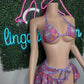 Lavender/Pink Pony Spandex Bikini Top/Skirt Two-Piece Lingerie Outfit