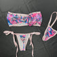 Butterfly Print Spandex Tube Top/Side-Tie Bikini Bottoms Two-Piece Lingerie Outfit
