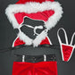 Red Velvet Bikini Top/Hoodie Shorts Two-Piece Christmas Lingerie Outfit