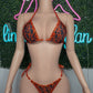 Metallic Red/Designer Spandex Two-Piece Lingerie Outfit