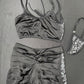 Black Bandana/Black Spandex Sports Bra/Ripped Shorts Two-Piece Lingerie Outfit