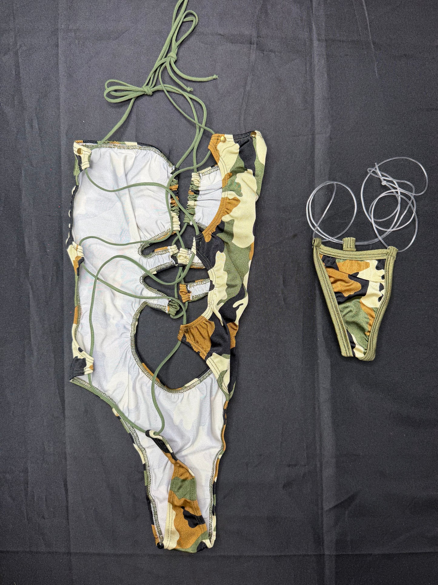 Camouflage Spandex One-Piece Lingerie Outfit