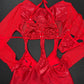 Metallic Red Spandex/Red Mesh Ripped Back Romper Lingerie Outfit