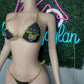 Gold/Designer Tiger Spandex Two-Piece Lingerie Outfit