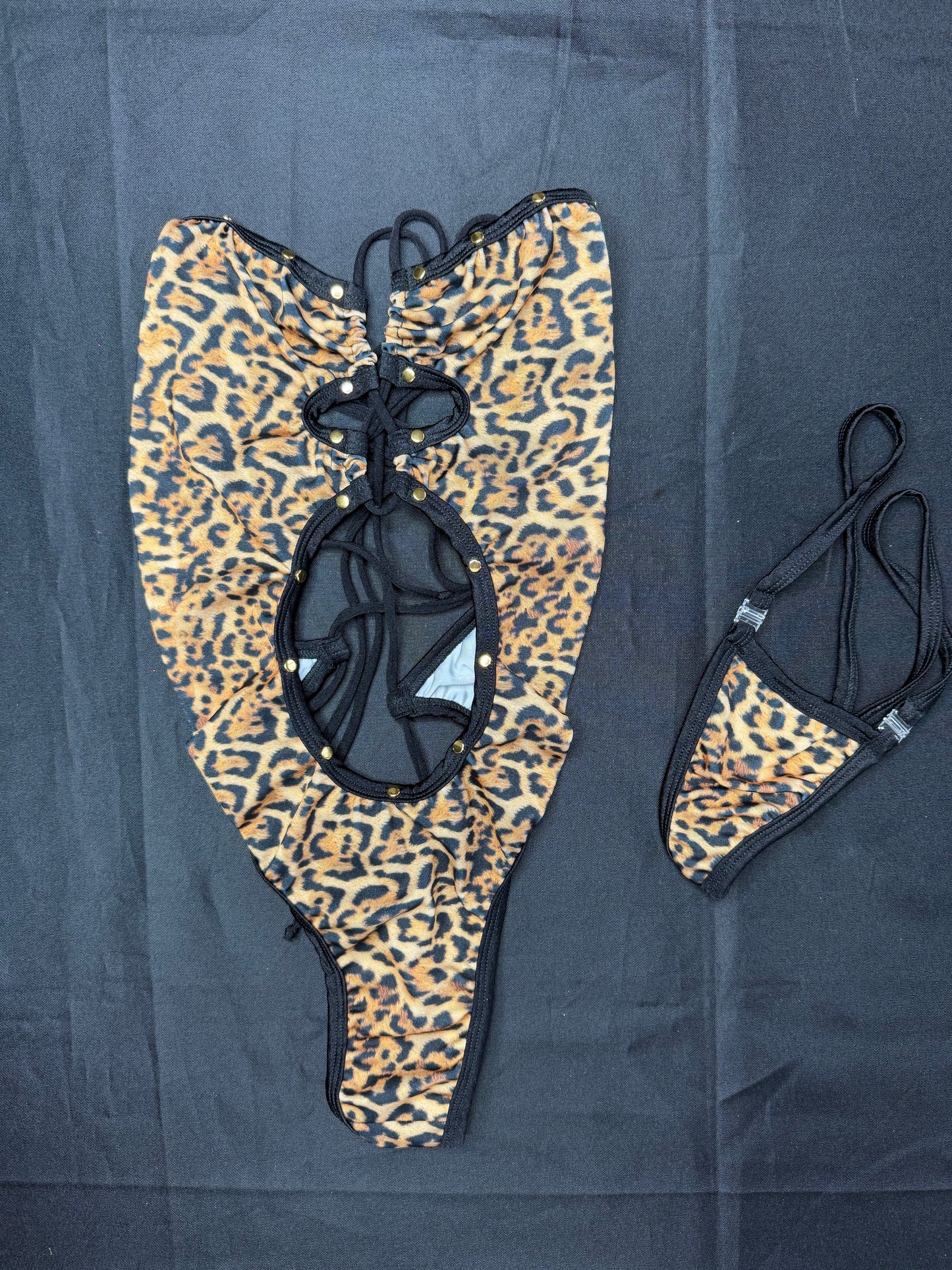 Cheetah Animal Print Spandex One-Piece Lingerie Outfit