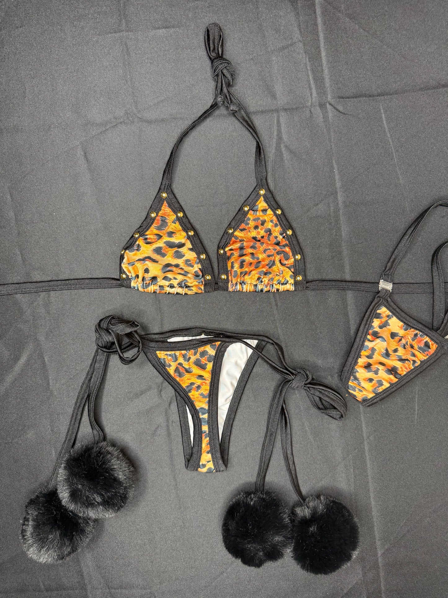 Tiger Animal Print Two-Piece Bikini Lingerie Outfit