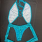 Teal Animal Print One-Piece Lingerie Outfit