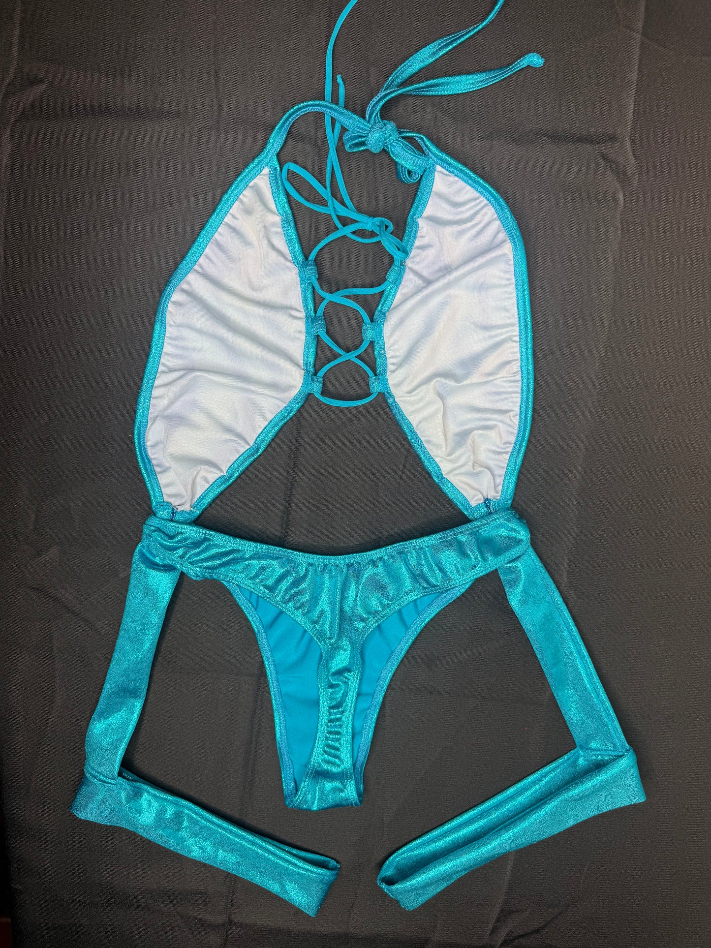 Teal Animal Print One-Piece Lingerie Outfit