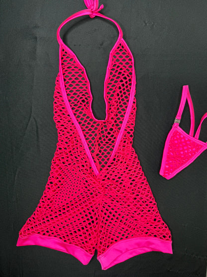 Fishnet One-Piece Lingerie Outfit