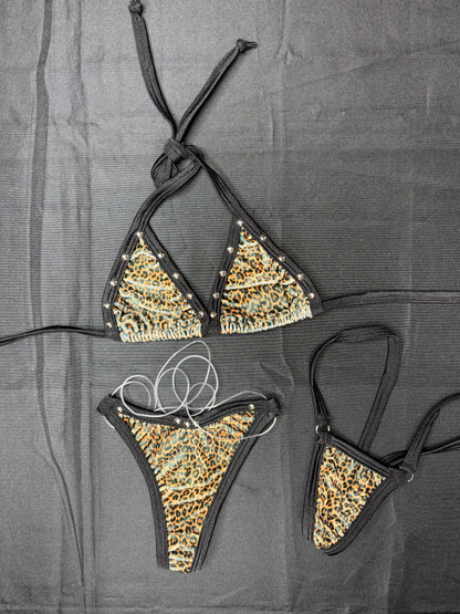 VELVET Cheetah Print Two-Piece Bikini Lingerie Outfit