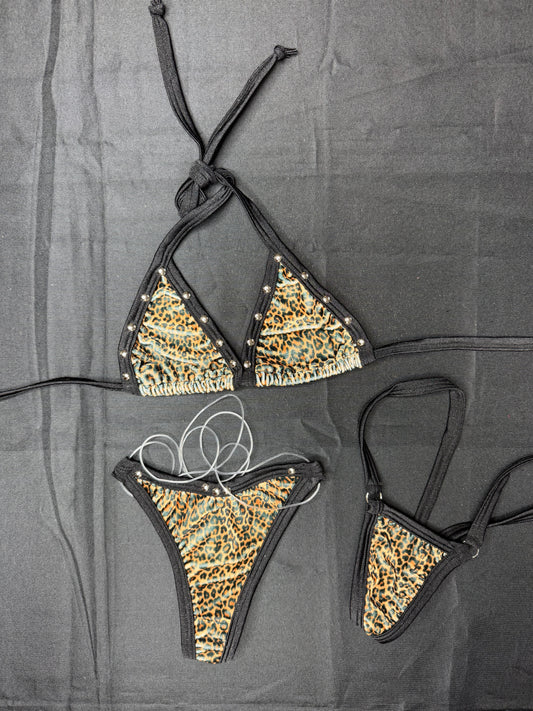 VELVET Cheetah Print Two-Piece Bikini Lingerie Outfit