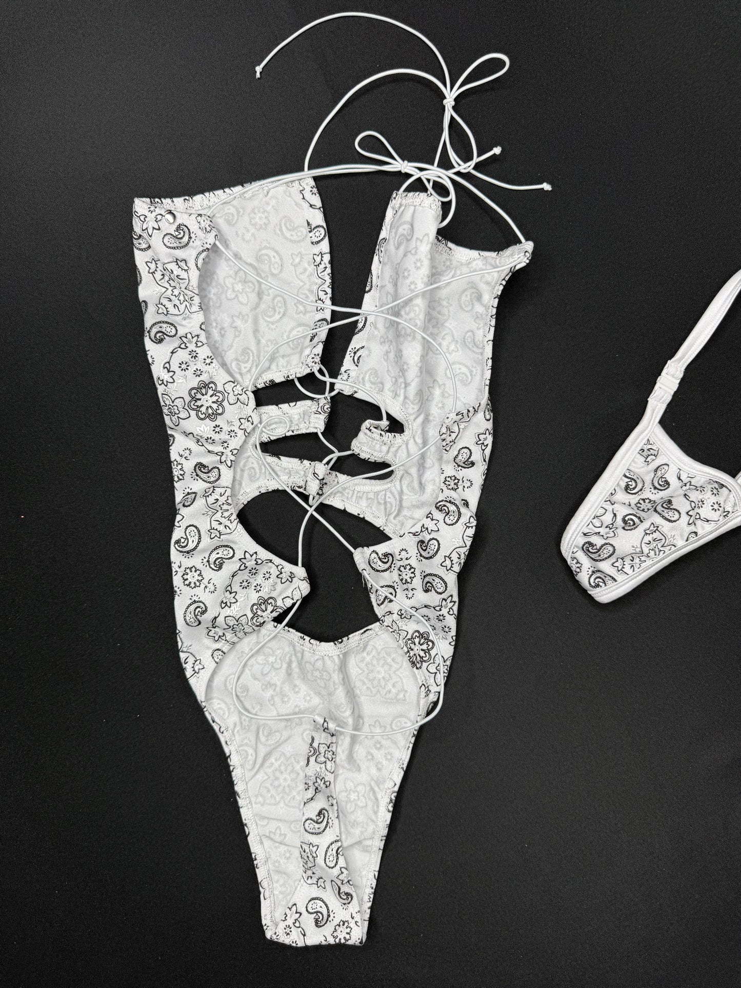 White Bandana Spandex One-Piece Lingerie Outfit