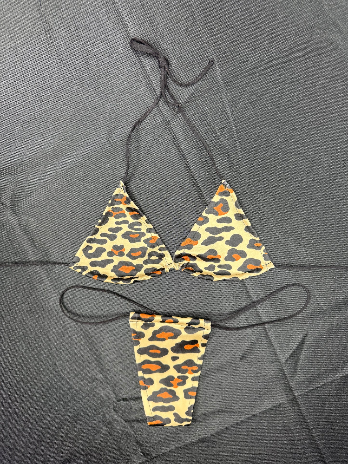 Animal Print Spandex Micro Bikini Lingerie Outfit