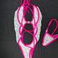 Chrome/Hot Pink Spandex One-Piece Lingerie Outfit