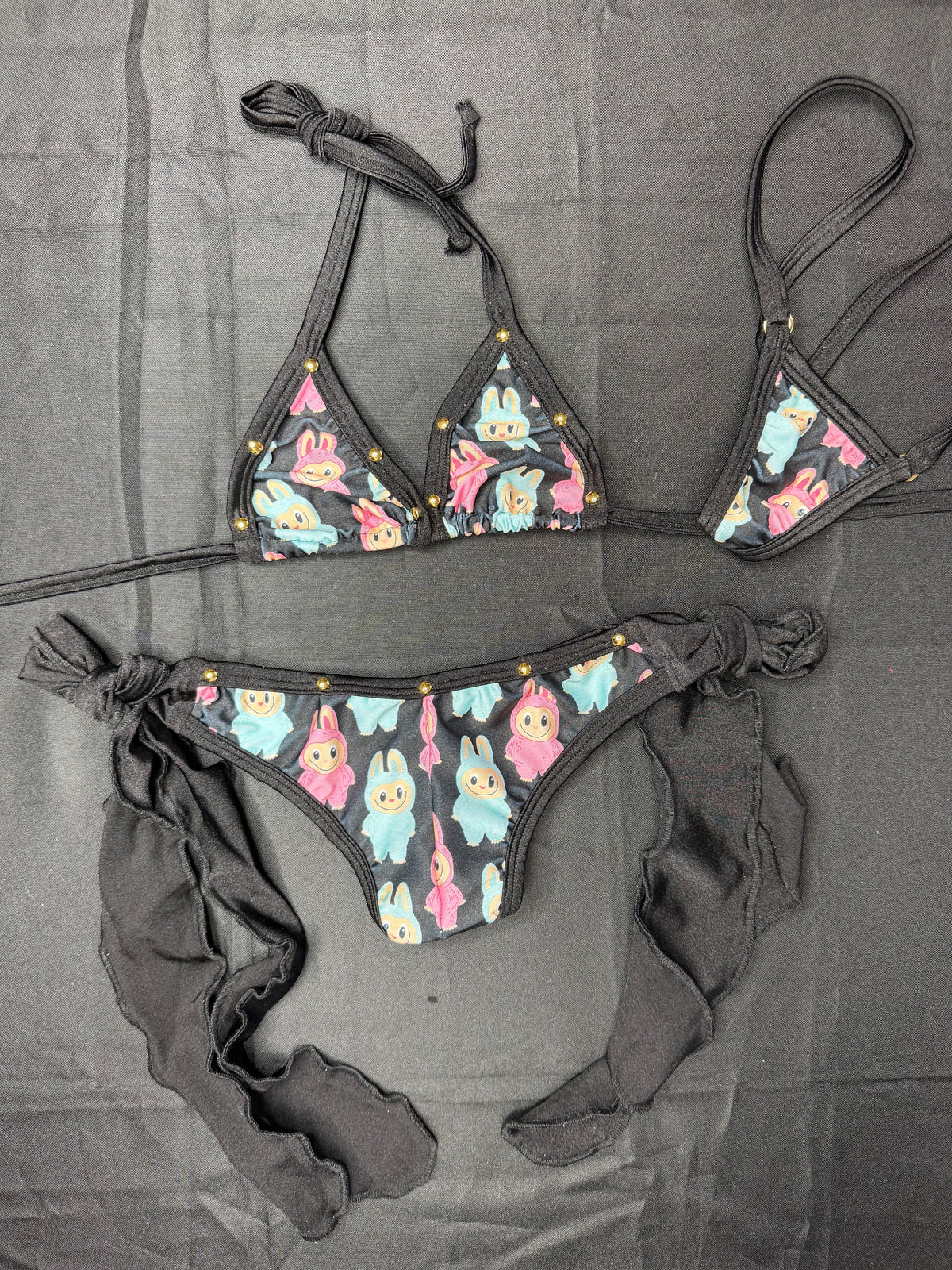 Black/Pink Spandex Bikini Lingerie Outfit