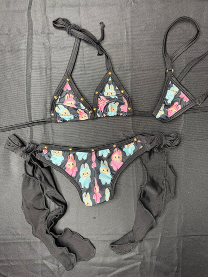 Black/Pink Spandex Bikini Lingerie Outfit