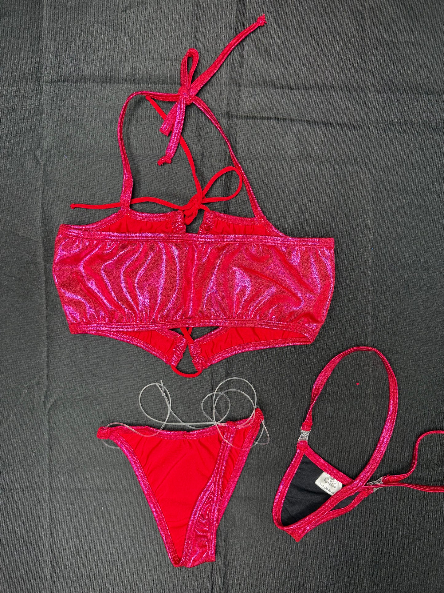 Hot Pink/Fuchsia Two-Piece Bikini Lingerie Outfit