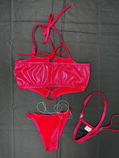 Hot Pink/Fuchsia Two-Piece Bikini Lingerie Outfit