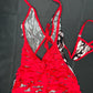 White Fire Mesh/Red Spandex One-Piece Ripped Back Lingerie Outfit