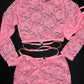 Baby Pink Lace Long Sleeve/Shorts Two-Piece Lingerie Outfit