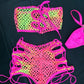 Ombré Fishnet Tube Top/Shorts Two-Piece Lingerie Outfit