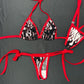 White Flame Mesh Two-Piece Side Tie Bikini Lingerie Outfit
