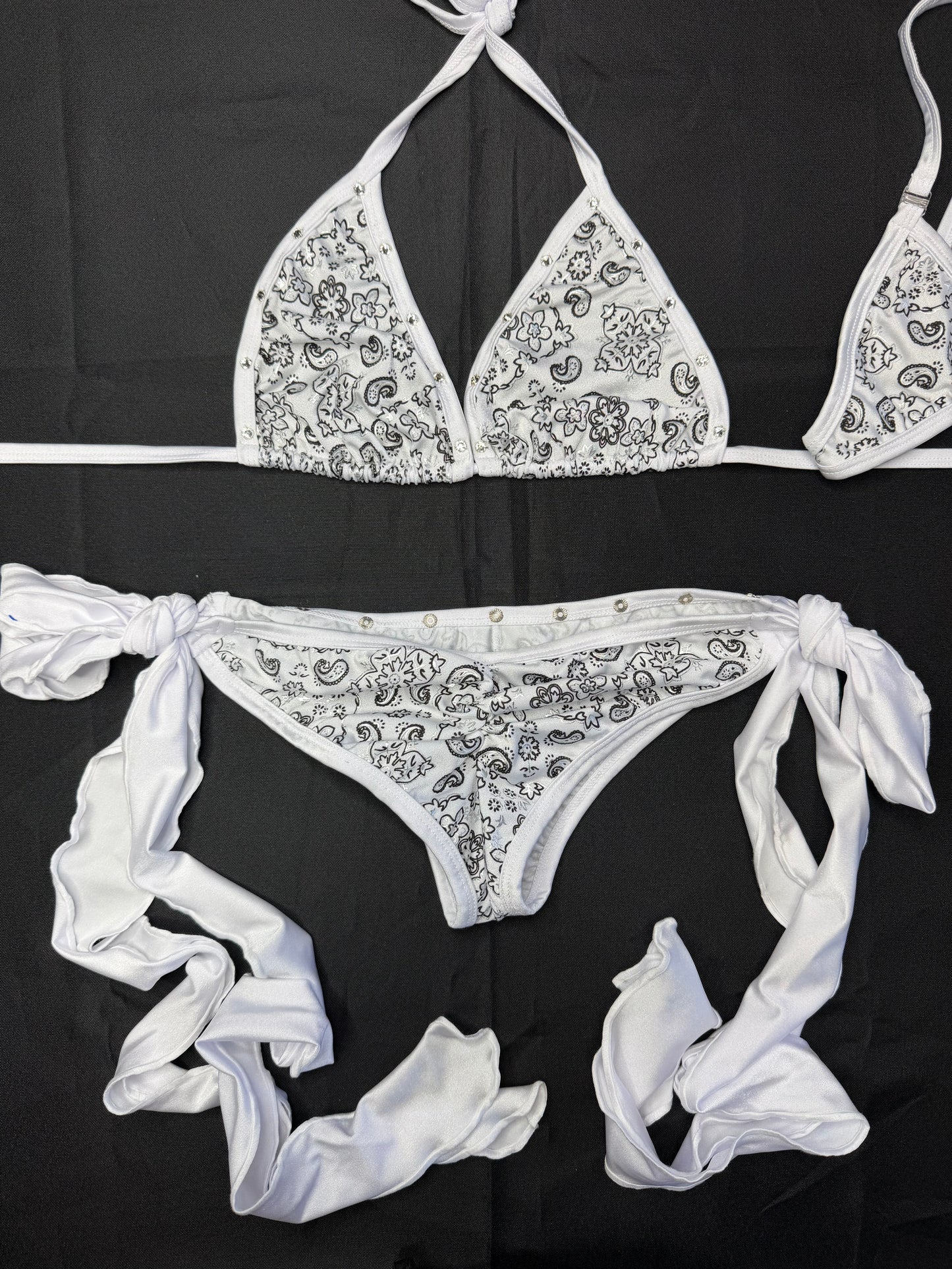 White Bandana/White Spandex Two-Piece Bikini Lingerie Outfit