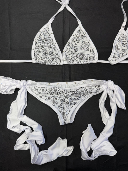 White Bandana/White Spandex Two-Piece Bikini Lingerie Outfit