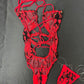 Red Flame Mesh One-Piece Lingerie Outfit