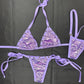 Metallic Lavender Spandex Two-Piece Side-Tie Bikini Lingerie Outfit