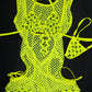 Neon Yellow Designer Spandex Fishnet Romper/Bikini Top One-Piece Lingerie Outfit