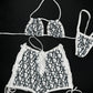 White/Black Designer Two-Piece Bikini/Shorts Lingerie Outfit