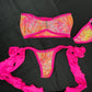 Hot Pink/Metallic Spandex Two-Piece Lingerie Outfit