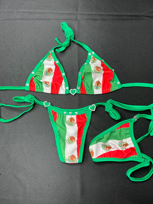 Mexico/Cinco de Mayo inspired Two-Piece Bikini Exotic Dancer Outfit