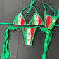 Green Mexican Flag Inspired Two-Piece Bikini Outfit
