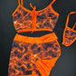 Orange Two-Piece Shorts Bra/Ripped Shorts Lingerie Outfit
