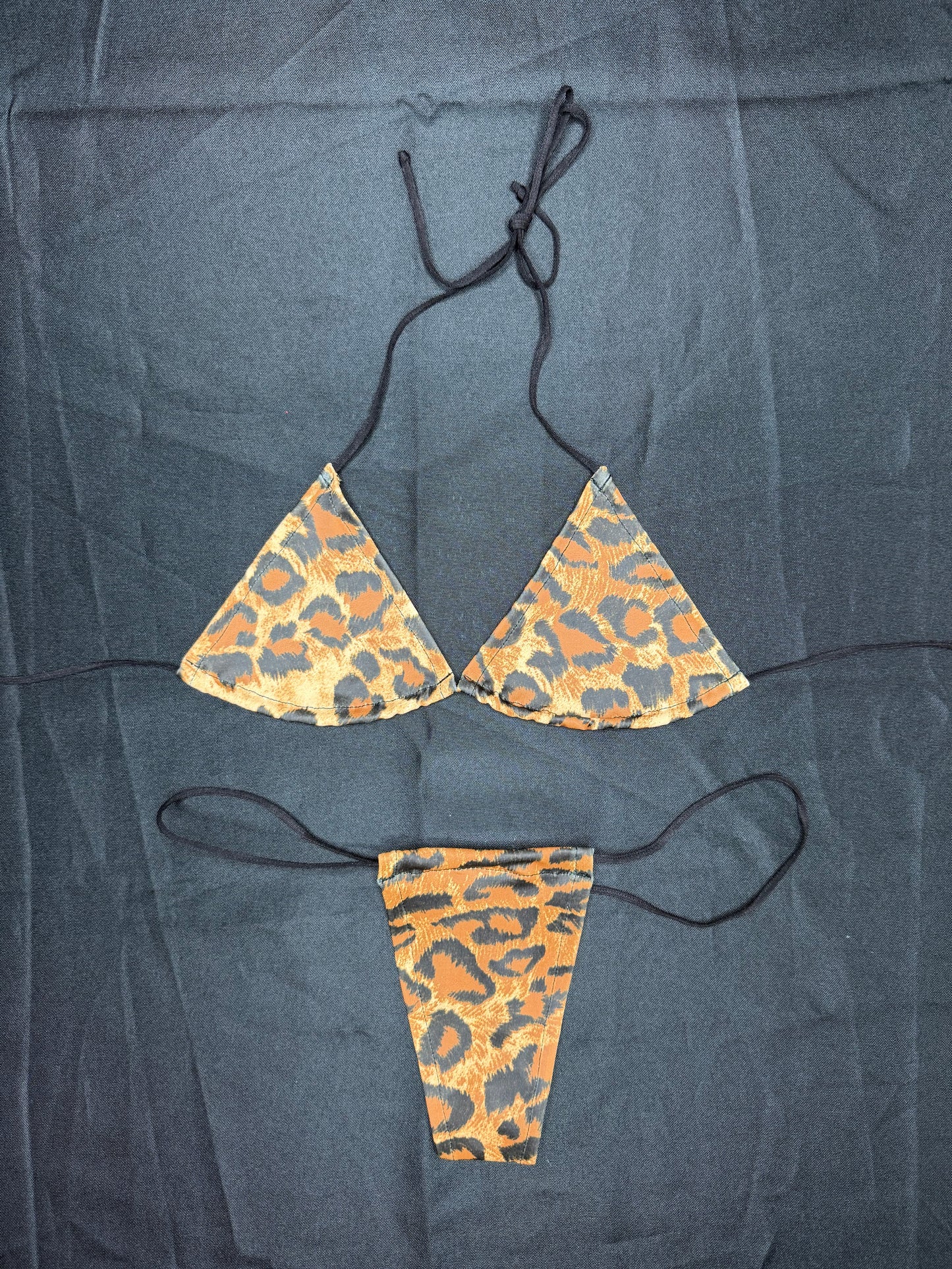 Animal Print Spandex Micro Bikini Lingerie Outfit