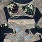Camouflage/Gold Fishnet Long Sleeve/Shorts Two-Piece Exotic Dancer Outfit