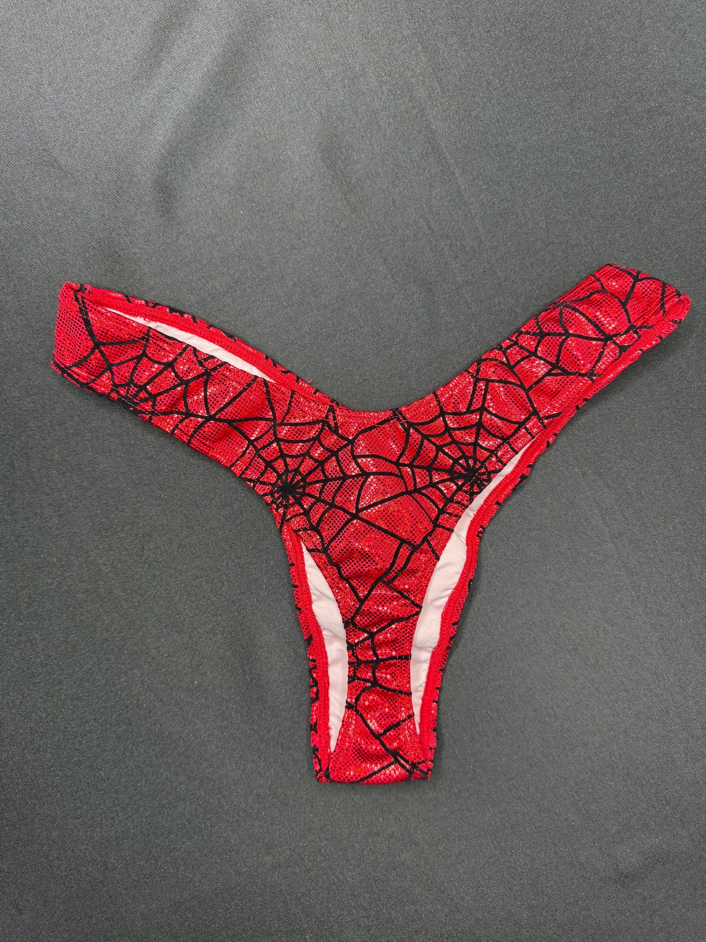 Red Web Nylon/Spandex Red Mesh One-Piece Cheeky Thong Lingerie Outfit