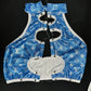 Metallic Baby Blue Two-Piece Silicone String Laced Lingerie Outfit
