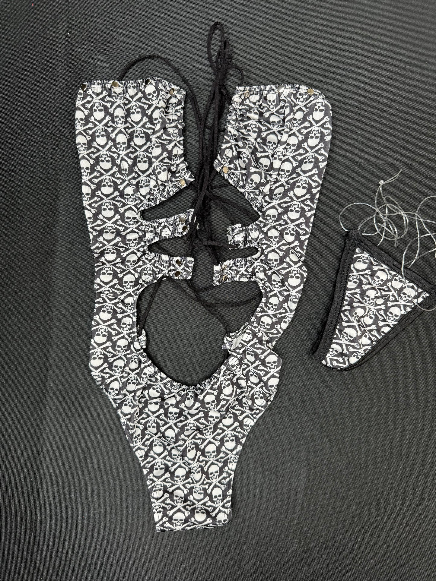 Skull and Crossbones One-Piece Lingerie Outfit