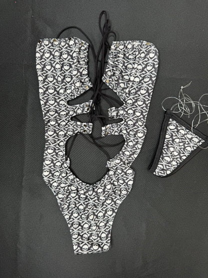 Skull and Crossbones One-Piece Lingerie Outfit