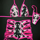 Hot Pink/Black Bunny Two-Piece Shorts Lingerie Outfit