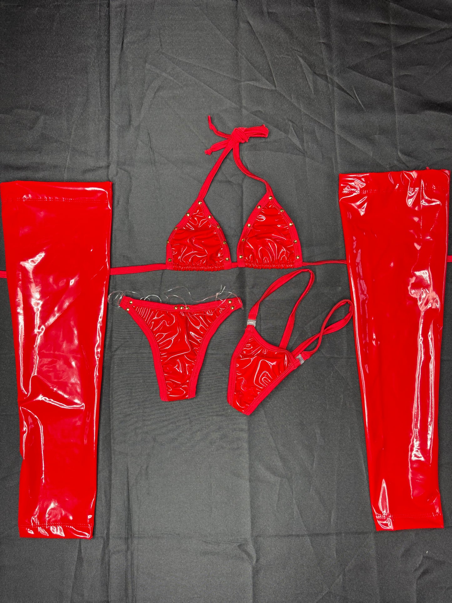 Red Latex Bikini w/ Leg Pieces