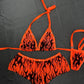 Orange Flame Mesh Bikini Top/Shorts Two-Piece Lingerie Outfit