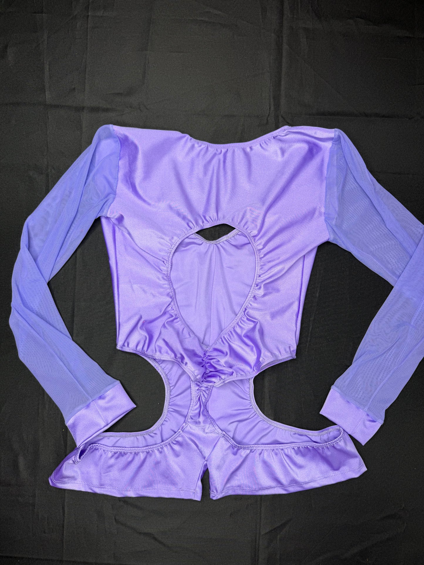 Lavender Spandex/Mesh Romper Lingerie Outfit